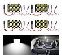 QAUBEN Lot de 4 Ampoules LED 2835 48 SMD Blanc Froid pour plafonnier éclairage de Lecture de Carte DC 12V avec adaptateurs T10/BA9S/Festoon