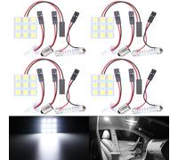 QAUBEN Lot de 4 plafonniers LED 5050 9 SMD ultra-blancs à économie d'énergie pour intérieur de voiture éclairage de plaque d'immatriculation plafonnier lampe filaire + adaptateur Festoon T10 BA9S 12V