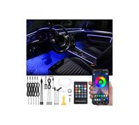 QAUBEN Lumières de Bande intérieure de Voiture, 5 en 1 Kit d'éclairage ambiant Voiture Multicolore RVB Footwell, Lumière de Tube néon à Fibre Optique EL de 6m, Sync Musique Télécommande RF + APP 12V