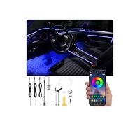 QAUBEN Lumières de Bande intérieure de Voiture, Kit d'éclairage ambiant de Voiture RVB Multicolore 3 en 1, Lumière de Tube néon à Fibre Optique EL de 4m, Mode Bricolage Musique Sync APP Contrôle 12V