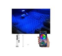QAUBEN RGB Voiture Footwell Kit d'éclairage ambiant 16,7 Millions de Couleurs Son Musique Active synchronisation APP contrôle DC Ligne Voiture intérieur Multicolore Footwell atmosphère lumière DC 12V
