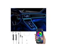 QAUBEN USB Voiture éclairage ambiant Fibre Optique 64 Couleurs Musique Son Actif avec APP contrôle Voiture décoratif kit d'éclairage de l'atmosphère DC 12V 1W 3m
