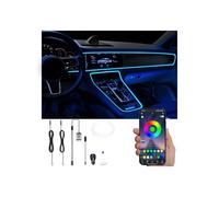 QAUBEN USB Voiture éclairage ambiant Fibre Optique 64 Couleurs Musique Son Actif avec APP contrôle Voiture décoratif kit d'éclairage de l'atmosphère DC 12V 1W 3m avec Chargeur de Voiture QC 3.0