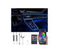 QAUBEN Voiture éclairage ambiant Fibre Optique 64 Couleurs Musique Son Actif avec télécommande RF + APP contrôle Voiture décoratif kit d'éclairage de l'atmosphère DC 12V 1W 3m