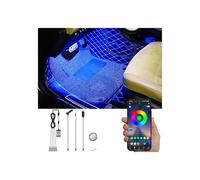 QAUBEN Voiture Footwell Lumières d'atmosphère intérieure, Kit d'éclairage ambiant de Voiture Multicolore RVB, Synchronisation de Musique Active en Mode Bricolage, Contrôle d'APP DC 12V