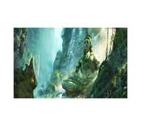 QAUUCP Autocollant de Fond d'aquarium Effet 3D | Bouddha paysage rocaille cascade impression PVC toile de fond for aquarium Reptile réservoir décoration(WHITE,54x122cm)