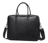 QAUUCP Malette Homme Hommes Sacs en Cuir de Vache Bureau d'affaires Hommes Porte-Documents en Cuir Sac à Main mâle Ordinateur Pochette d'ordinateur Noir fourre-Tout décontracté