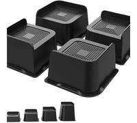 QAUUCP Rehausseur Pieds de Lit 4 Pcs/Set Professional 1-6 inch Bed Risers Heavy-Duty Support Lifts Lifter Couch Sofa Table Chair Leg(Black-1 inch)