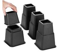 QAUUCP Rehausseur Pieds de Lit 4pcs Furniture Leg Risers Bed Foot Pads Heavy Duty Up to 1 300 Lbs Sofa Table Chair Square 4.7 inch 5.2(L-4PCS)