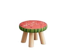 QAUUCP Repose-Pieds Ottoman Petit Tabouret en Bois de Dessin animé | Siège repose-pieds rond avec coussin antidérapant, pouf for enfants, for salon, couloir, canapé, tabourets à thé(Color 1)