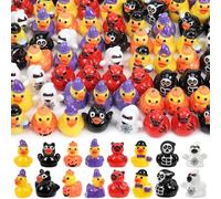 QAUYETM Lot de 120 mini canards d'Halloween miniatures en résine - 8 styles - Squelette en vrac - Citrouille, sorcière, diable, fantôme - Pour fête d'Halloween, cadeaux et décorations de maison de