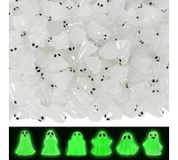 QAUYETM Lot de 80 mini figurines de fantôme lumineuses, 6 styles phosphorescents, petits fantômes miniatures pour Halloween, plateau effrayant, centre de table, décoration de vase, cadeaux de fête