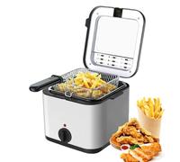 Qawner Friteuse à Huile, 2.5L, 1000W, Acier Inoxydable, Fenêtre de Visualisation, Plage De Température 80-190 ℃, Facile à Nettoyer, Pièces Amovibles