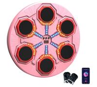Qawner Machine de Boxe Musicale, 15 Modes de Vitesse, 2025 Nouvelle LED Boxe Mural Musique avec Gants de Boxe, Bluetooth, Comptage Intelligent et Bluetooth Musicboxing pour Adultes et Enfants (Rose)