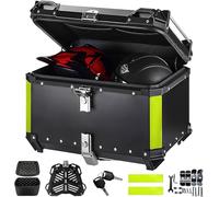 Qawner Top Case Moto Universel 65L, Top Case Moto en Aluminium étanche, Boîte de Queue de Motos, Coffre de Rangement à Double clé, Autocollant Réfléchissant, Boîte à Outils étanche pour Motos (55L)
