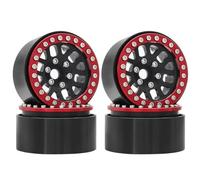 QAWRYV RC Pneus Voiture pour Axial pour SCX10 pour Traxxas pour TRX4 4WD D90 pour Redcat Gen8 VS4-10 1/10 4 Pièces Jante Roue Métallique Beadlock 1,9" avec Moyeu Voiture Radiocommandée(Red 2)