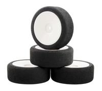 QAWRYV RC Pneus Voiture pour HSP pour HPI 1/10 12 Mm Hex 4 Pièces Ensemble Jantes Pneu Mousse RC sur Route pour Voitures Course Véhicules Chenilles Accessoires Remplacement(White)