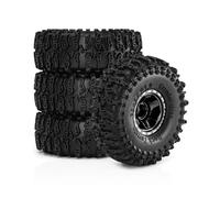 QAWRYV RC Pneus Voiture pour TRX4M pour SCX24 1/18 4 Pièces 63 Mm 1,0" Ensemble Pneus Roue Billes Métal Mise Niveau Accessoires Réparations Véhicules Chenilles RC(Black)