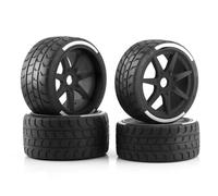 QAWSED Compatible avec Arrma pour Felony pour FSR pour GT 1/7 RC Voiture pour Modèle De Mise À Niveau Pièces 53/107 42/100 Pneu Pneu 17mm Roue Hexagonale 4 Pièces Roue Voiture RC(Black)