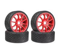 QAWSED Compatible avec Infraction pour Limitless pour Felony pour FSR pour Model GT pour Arrma Pièces De Voiture RC 1/7 53/107 42/100 Pneu Pneu 17 Mm Roue Hex Roue Voiture RC(Red,4pcs 100mm)