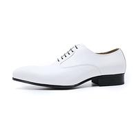 QAXZESA pour des Hommes Chaussures habillées Chaussures à Lacets en Cuir Bout d'aile décontracté d'affaires Oxfords Formels Classiques Mariage Chaussures Derby pour Homme,White-41