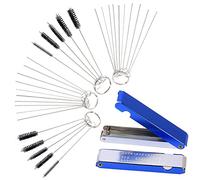 QAZAKY Lot de 26 fils de nettoyage + 20 aiguilles + 10 brosses en nylon pour soudeur, buse de nettoyage de jet de carbone, orifice de gaz, carburateur, tronçonneuse, arroseur, pommeau de douche, VTT,