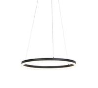 Qazqa anello - LED Suspension - 1 lumière - Ø 600 mm - Noir - Moderne - éclairage intérieur - Salon I Chambre I Cuisine I Salle à manger