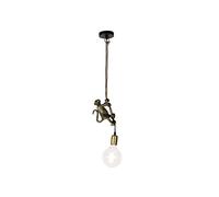 Qazqa animal monkey - Suspension - 1 lumière - L 15 cm - Noir et Or - Classique/Antique - éclairage intérieur - Salon I Chambre I Cuisine I Salle à manger