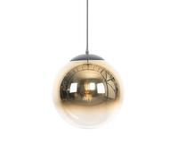 Qazqa Art Deco Art Deco Hanglamp Zwart Met Goud Glas 33 Cm - Pallon Verre /Acier Doré/Laiton,Noir Oblongue / Luminaire / Lumiere / Éclairage / Intérieur / Salon / Cuisine E27 Max. 1 X 40... Noir