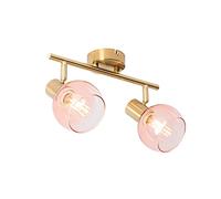 Qazqa Art Déco Art Déco spot goud met roze glas 2-lichts - Verre Acier/Verre Allongé Convient pour LED Max. 2 x 25 Watt