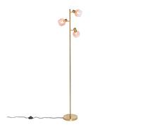 Qazqa Art Déco Art Déco Vloerlamp goud met roze glas 3-lichts - Verre Acier/Verre Allongé Convient pour LED Max. 3 x 25 Watt