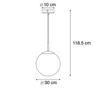 Qazqa Art Deco Lampe Ã Suspension / Lustre / Luminaire / Lumiere / ÃClairage Art Déco Noire Avec Verre Fumé 1 Lumière - Pallon /Acier Chrome,Noir Globe /Oblongue / Intérieur / Salon / Cuisine E27 Max.