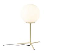 Qazqa Art Deco Lampe De Table / Lampe Ã¡ Poser / Luminaire / Lumiere / ÃClairage Art Dã©Co En Laiton Avec Verre Opale 45,5 Cm - Pallon /Acier Dorã©/Laiton,Blanc Globe / Intã©Rieur / Salon E27 Max. 1 X