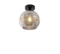 Qazqa Art Deco Plafonnier Art Dã©Co Noir Avec Verre Fumã© - Sphã¿Re /Acier Noir Rond / Luminaire / Lumiere / ÃClairage / Intã©Rieur / Salon / Cuisine E27 Max. 1 X 25 Watt Noir