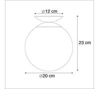 Qazqa Art Deco Plafonnier Art Déco En Laiton Avec Verre Noir - Pallon /Acier Noir,Doré/Laiton Globe / Luminaire / Lumiere / Éclairage / Intérieur / Salon / Cuisine E27 Max. 1 X 25 Watt Noir