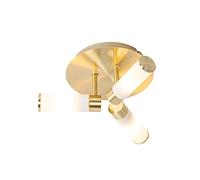 Qazqa bath - Plafonnier - 3 lumière - Ø 28.5 cm - Doré/Laiton - Moderne - éclairage extérieur - Salle de bains