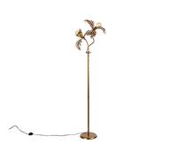 Qazqa botanica - LED Lampadaire - 2 lumière - H 187 cm - Doré/Laiton - Rustique - éclairage intérieur - Salon I Chambre I Cuisine I Salle à manger