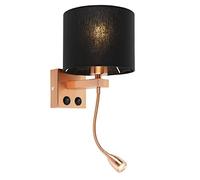 QAZQA brescia combi - Applique murale avec bras flexible - 1 lumière - H 420 mm - Noir - Moderne, Art Deco - éclairage intérieur - Salon I Chambre