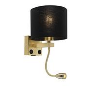 QAZQA brescia combi - Applique murale avec lampe de lecture - 1 lumière - L 180 mm - Noir et Or - Moderne - éclairage intérieur - Salon I Chambre