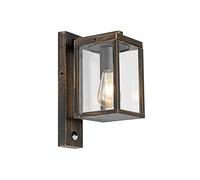 Qazqa Buiten wandlantaarn antiek goud met bewegingssensor IP44 - Charlois