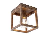 QAZQA cage - Plafonnier - 1 lumière - L 18 cm - Marron - Rustique - éclairage intérieur - Salon I Chambre I Cuisine I Salle à manger