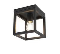 Qazqa cage - Plafonnier - 1 lumière - L 180 mm - Noir - Rustique - éclairage intérieur - Salon I Chambre I Cuisine I Salle à manger