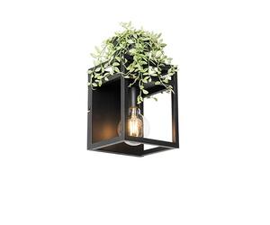 Qazqa cage rack - Applique murale - 1 lumière - L 20 cm - Noir - Rustique - éclairage intérieur - Salon I Chambre I Cuisine I Salle à manger