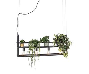 Qazqa cage rack - Suspension multiples - 4 lumière - L 100 cm - Noir - Rustique - éclairage intérieur - Salon I Chambre I Cuisine I Salle à manger