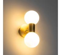 QAZQA Cederic applique murale 8x20,4x11,3 cm - 2 lumières - horizontale/verticale - IP44 - laiton brossé (or) 104254