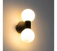 QAZQA Cederic applique murale 8x20,4x11,3 cm - 2 lumières - horizontale/verticale - IP44 - noir mat 104253