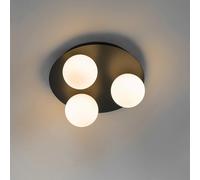 QAZQA Cederic plafonnier de salle de bains - 23x23x10,3cm - 3 lumières - rond - noir mat 105804