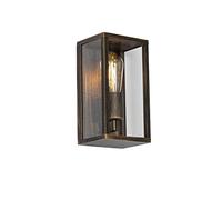 Qazqa charlois - Applique murale - 1 lumière - L 14 cm - Noir et Or - Rustique - éclairage extérieur - Salle de bains