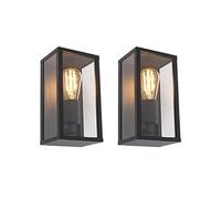 Qazqa charlois - Applique murale - 1 lumière - L 14 cm - Noir - Rustique - éclairage extérieur
