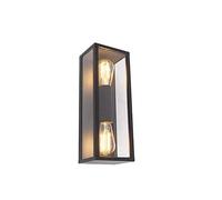 Qazqa charlois - Applique murale - 2 lumière - L 14 cm - Noir - Design - éclairage extérieur